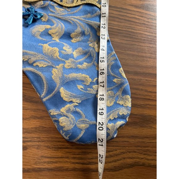 Christmas stocking blue decorated with gold accents - Picture 4 of 5